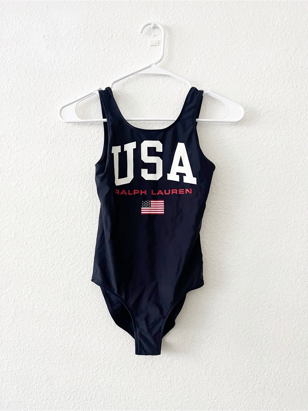 Polo Ralph Lauren Girls Size 8 Navy Blue Bathing Suit Swimsuit USA